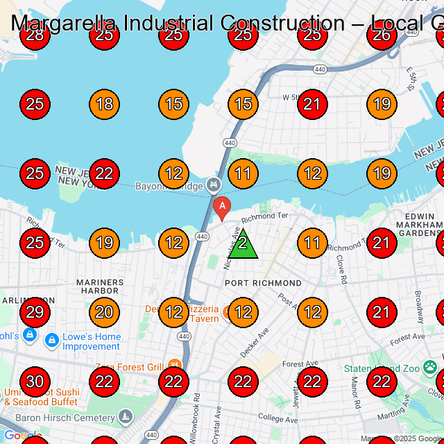 Margarella Industrial Construction GeoGrid visibility map for Paving Contractor in Staten Island